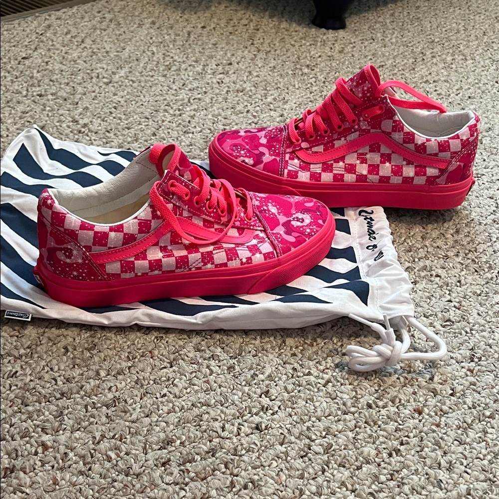Vans Pink and White Checkered Sneakers